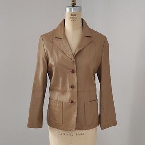 Arden B Tan Blazer with Button Detail
